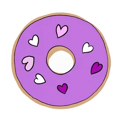 Free clipart donut with purple icing and hearts